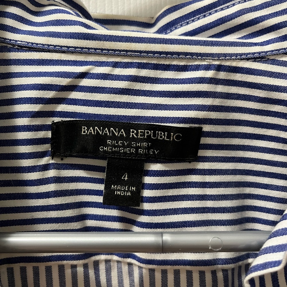 Banana Republic Navy and White Striped Top size 4